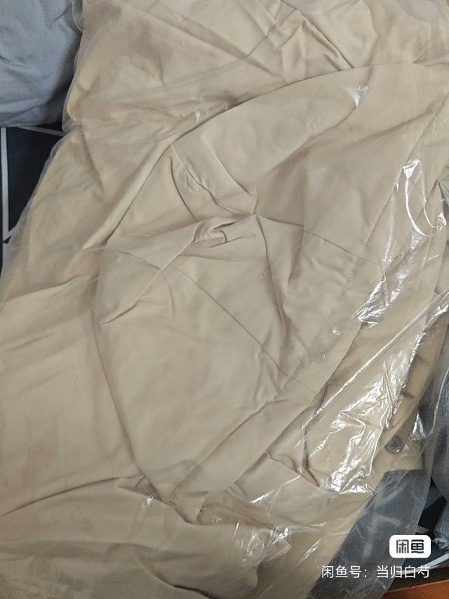 全新Hefengjinyu卡其色中长款棉服，XL码，100%聚酯纤维，防水防风，…