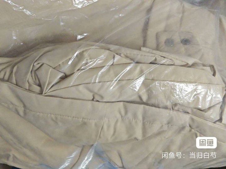 全新Hefengjinyu卡其色中长款棉服，XL码，100%聚酯纤维，防水防风，…图片4