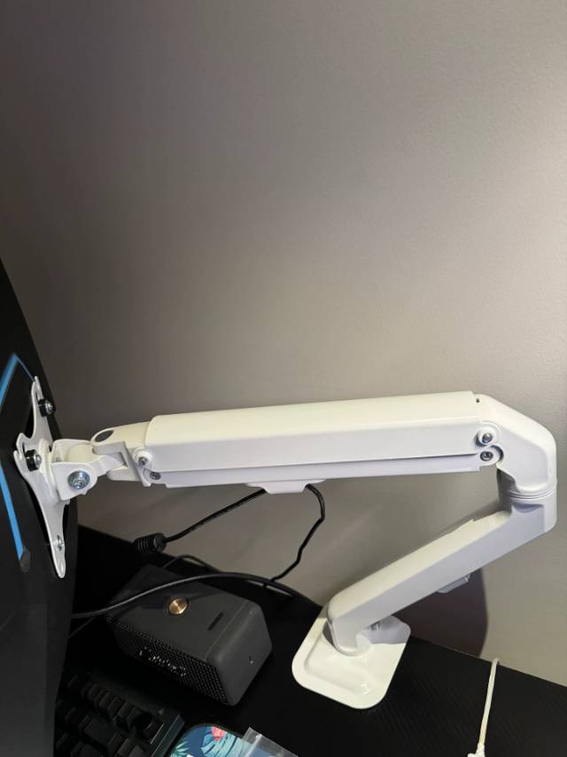 Humanmotion显示器支架 白色97新支持屏和曲面屏，穿孔或桌面安装都可以…