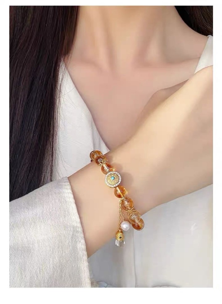 周大生八瑞吉祥黄水晶手串女纯银S925国风珍珠手链送礼物有着落 需要的可联系图片2