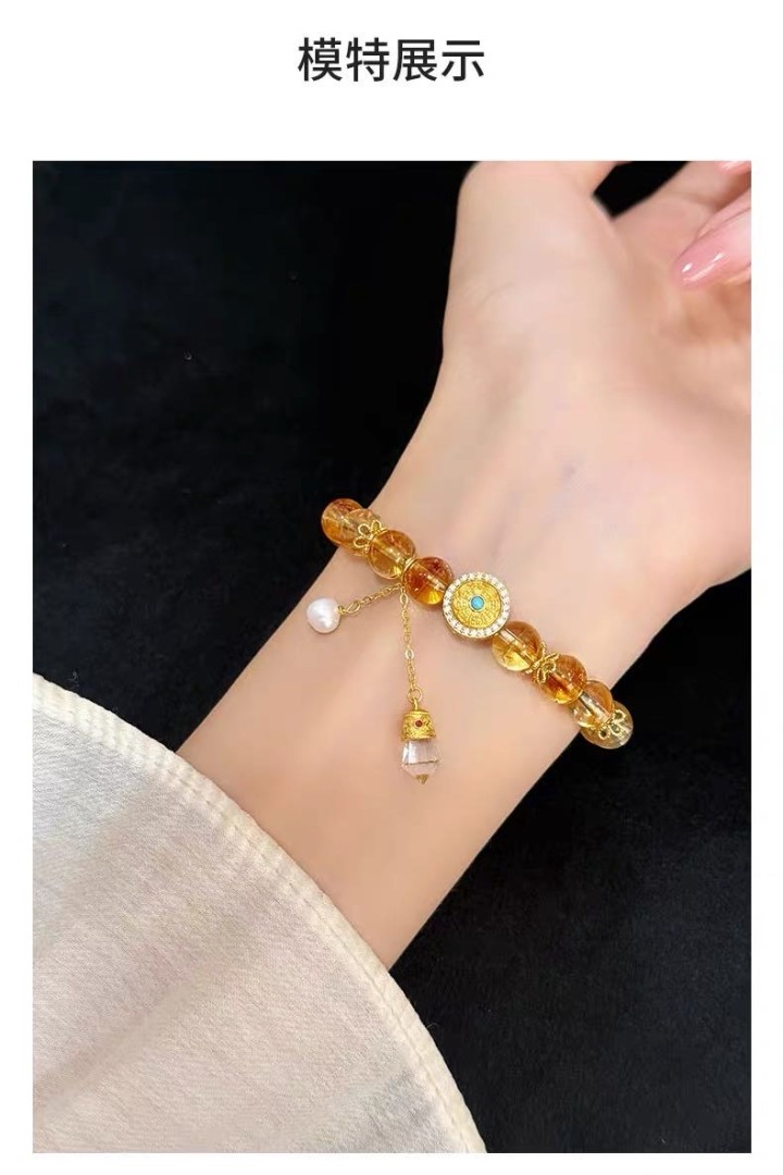 周大生八瑞吉祥黄水晶手串女纯银S925国风珍珠手链送礼物有着落 需要的可联系图片4