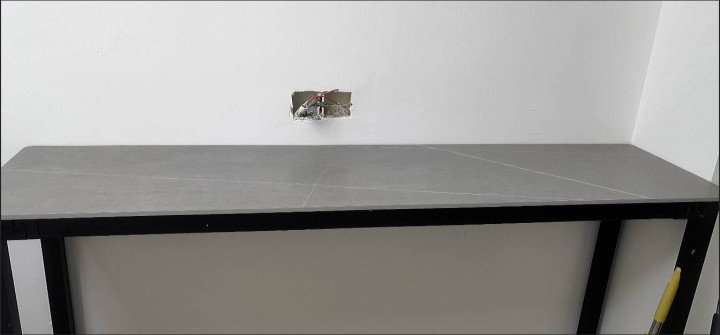 岩板长型吧台桌高脚桌（黑架阿玛尼灰）加固横梁，长180×宽40×高105，加椅子…图片2