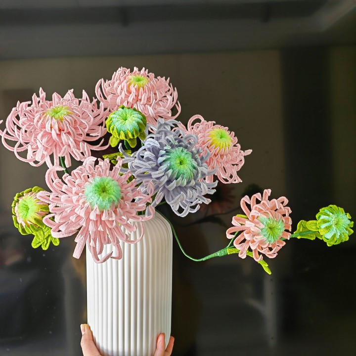 全新手工扭扭棒菊花花束，今天我自己刚做好，保存得很不错，花型好看，颜色清新，适合…图片3