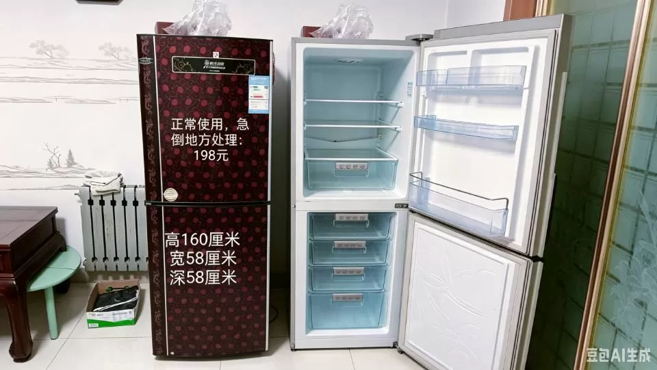 闲置冰箱一台，红黑波点外观，双门设计，容量150-199L，一级能效，高160C…图片3