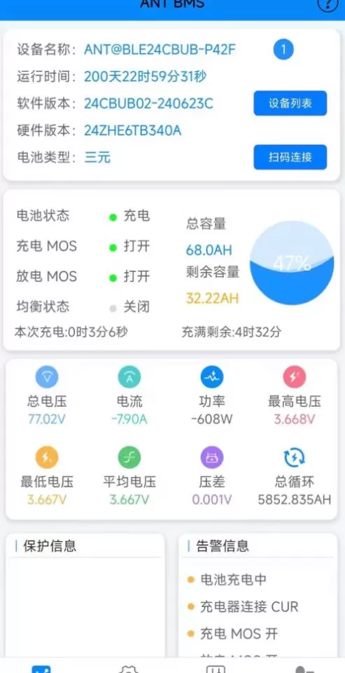 出惠民7668 gbt锂电池，850保护板 25平出线 运行了200天 循环58…