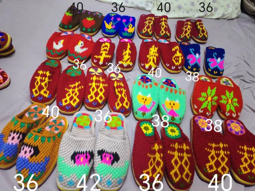老式手工毛线拖鞋图片2
