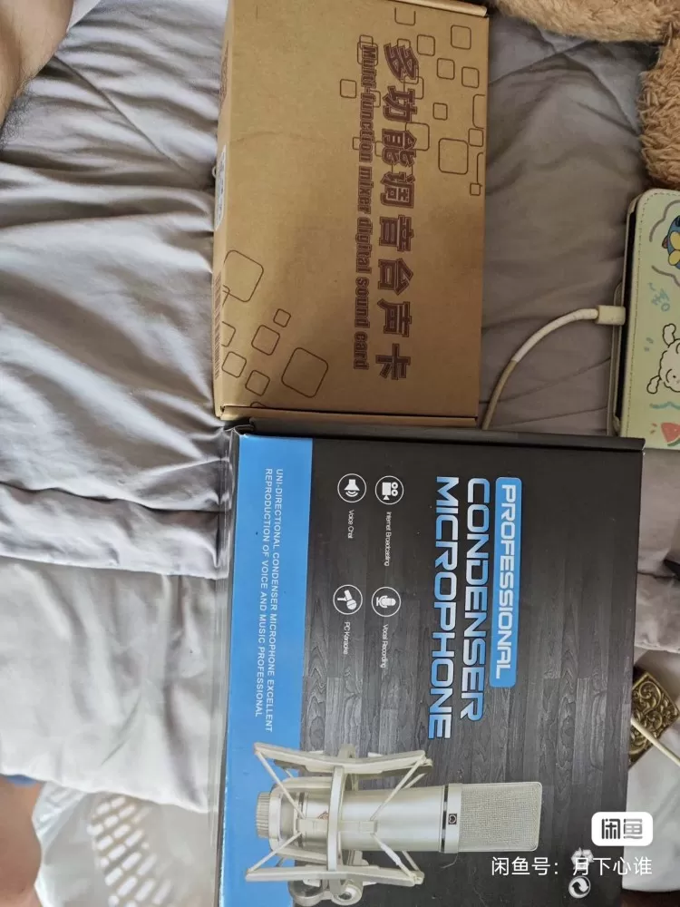 电容麦+声卡套装，带防震架和线材，配件齐全，说明书也在，插上就能用，操作简单，直…图片2